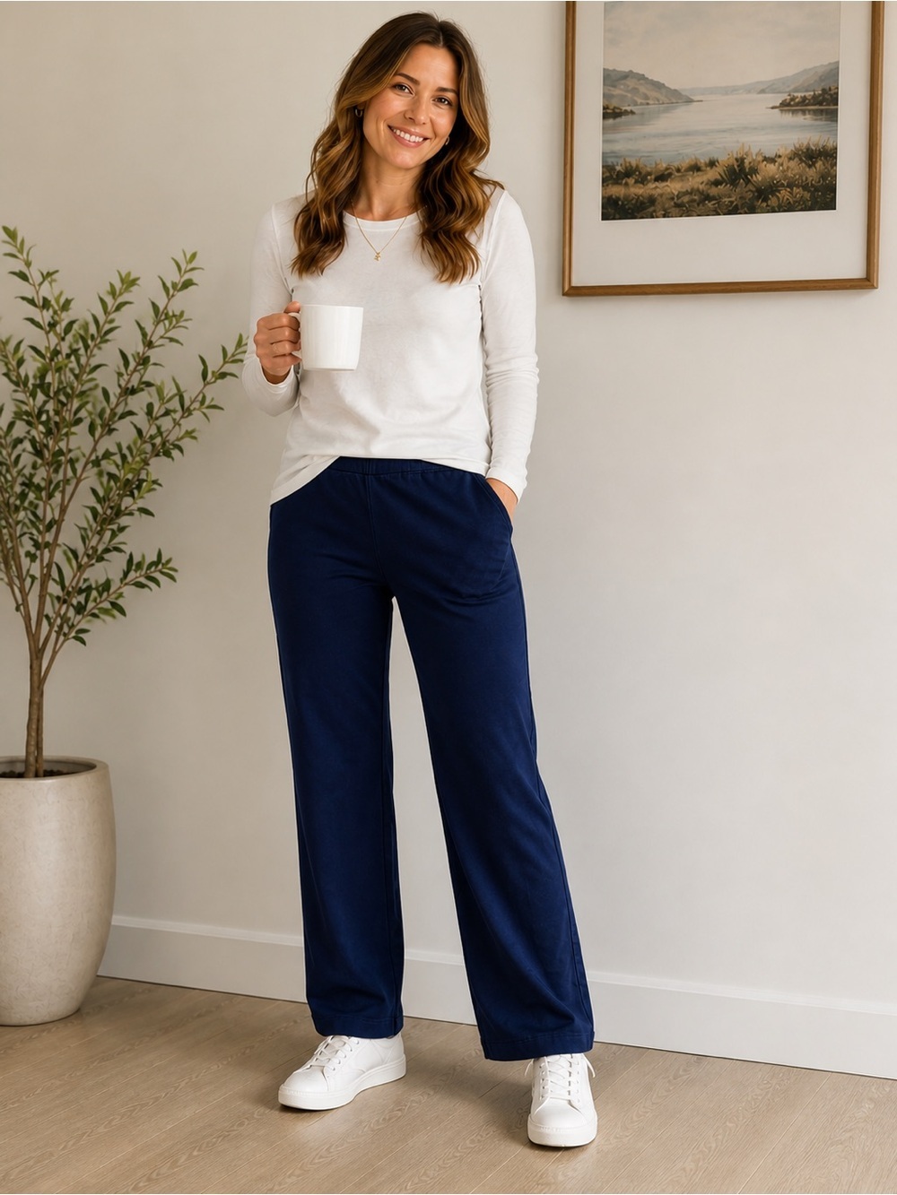 L.L.Bean Women’s M Regular Navy Active Pants Stretch Workout Athletic Jogger